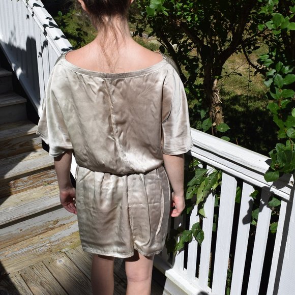 Bill Hallman champagne colored silk dress - Picture 3 of 6